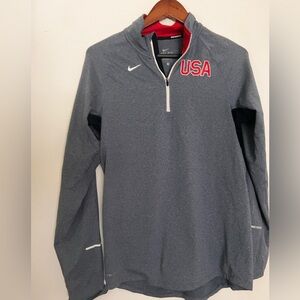 Nike USA Gray and Red Quarter-Zip Training Running Top Men’s S